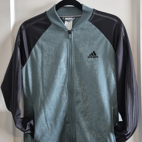 Adidas Women's Black and Green Track Jacket - Picture 1 of 8